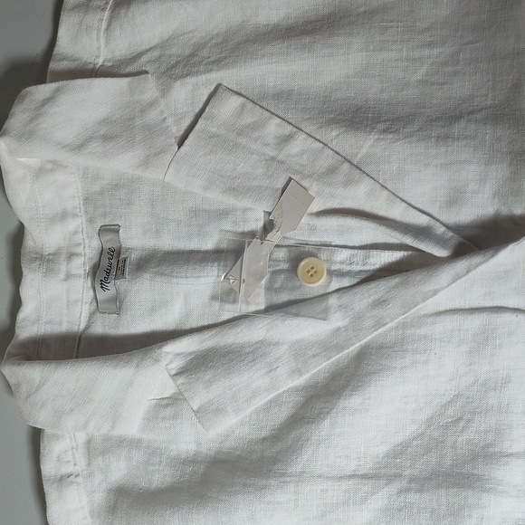 Madewell Boxy Cap Sleeve Button Up Shirt 100% Linen White M - Picture 2 of 9